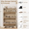 Shoe Storage Cabinet With 3 Flip Drawers, Freestanding Hidden Shoe Organizer, Wooden Slim Narrow Shoe Rack Cabinet For Hallway Living Room - 4 of 4