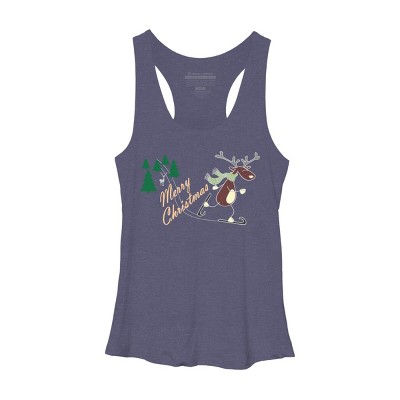 Women's Design By Humans Christmas Reindeer for darks By ozdilh Racerback Tank Top