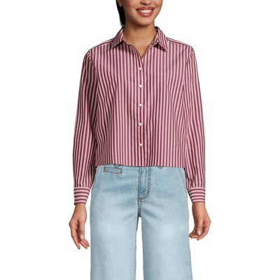 Lands' End Women's No Iron Boxy Cropped Shirt