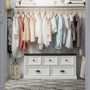 SinCiDo Farmhouse Dresser with 5 Drawer, 45" Wide Horizontal Dresser  Chests for Bedroom, Wood Rustic Dresser for Closets - 1 of 4