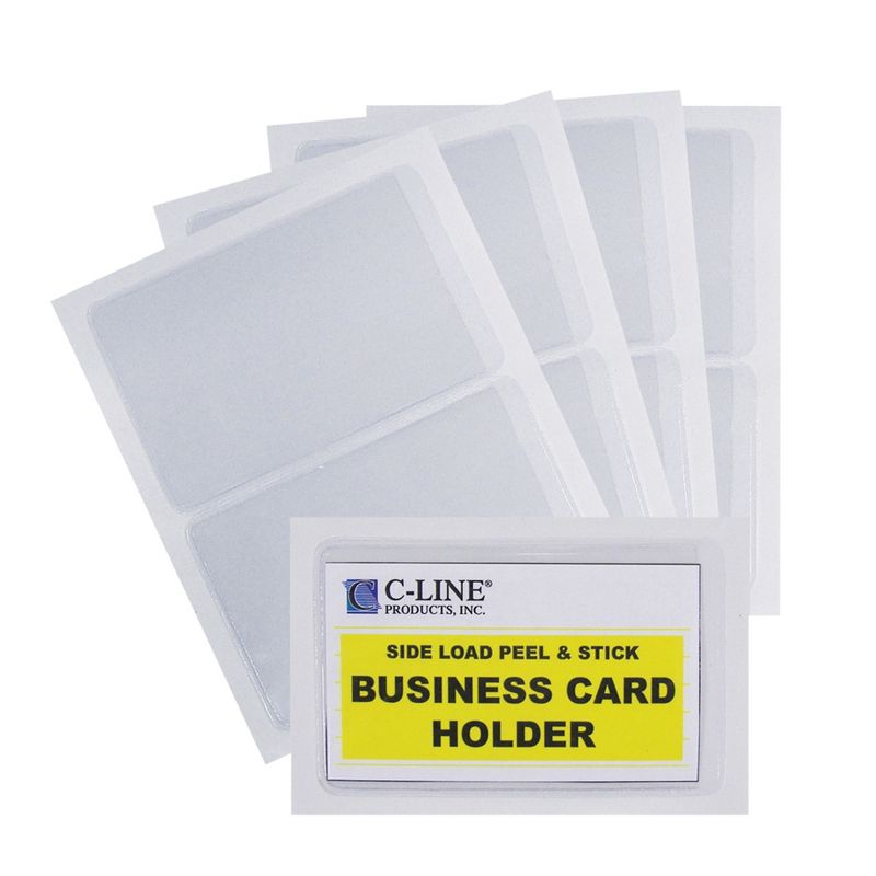 C-Line® Self-Adhesive Business Card Holder, Side Load, 2" x 3-1/2", 10 Per Pack, 5 Packs, 3 of 7