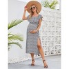 BLUEMING Maternity Sundress Flounce Elastic Neckline Dress Thigh Slit Maxi A-Line Dress - 2 of 4