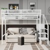 White Twin XL Size Loft Bed with Stairs Metal Full Loft Bed with Storage Shelves and Wardrobe for Kids Teens - 2 of 4