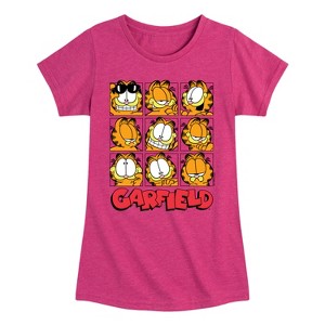 Girls' - Garfield - Faces Grid Fitted Short Sleeve Graphic T-Shirt - 1 of 4