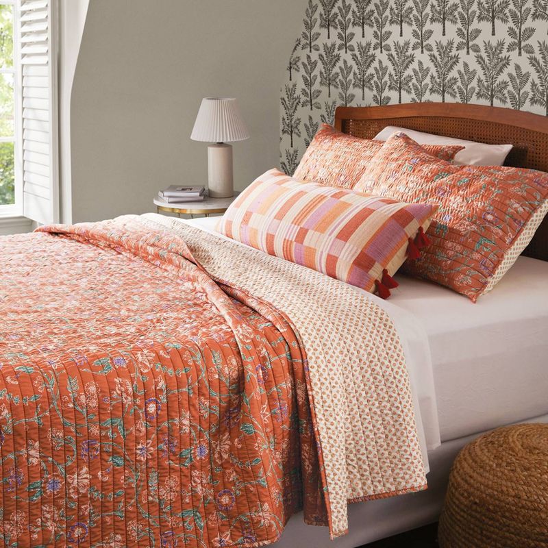 Floral Boho Reversible Printed Quilt Bronze - Threshold™, 3 of 9