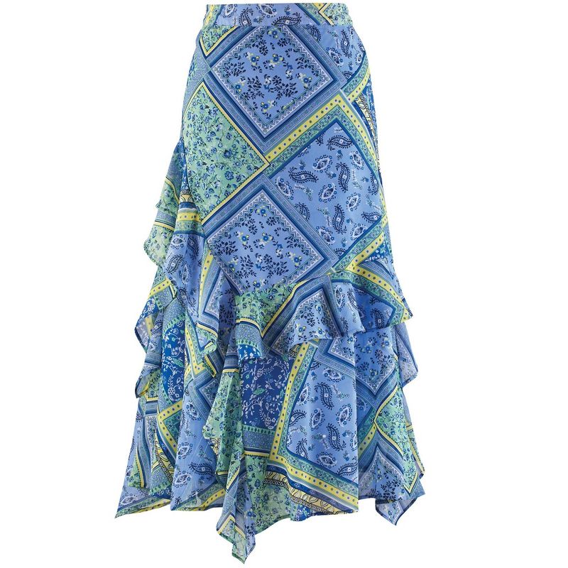 Collections Etc Patchwork Print Tiered Skirt, 3 of 5