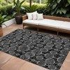 Black Charcoal And Ivory Geometric Washable Indoor Outdoor Area Rug - 2 of 4