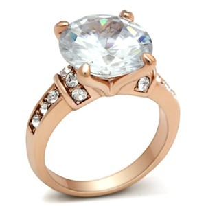 Slickblue Rose Gold-Plated Brass Ring with Clear CZ, Round Pave Setting for Women - Fashionable Engagement Ring, Size 5-10 - 1 of 4