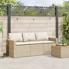vidaXL Patio Sofa with Cushions 3-Seater Beige Poly Rattan - 3 of 4
