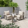 YARDSIGHT 3-Piece Rattan Outdoor Furniture, PE Wicker Swivel Patio Chair Set with Cushions and Coffee Table - 2 of 4