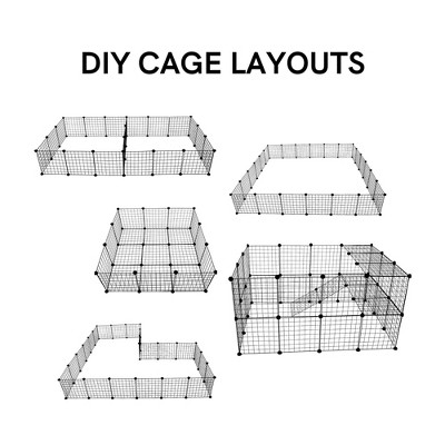 Modular Black Wire Guinea Pig Cage Panels Set