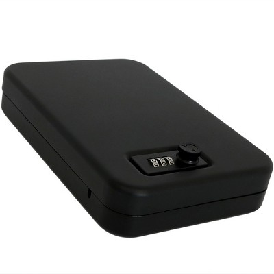 Sunnydaze Indoor Steel Personal Portable Safe Lock Box Storage Case with Customizable Combination Lock - Black