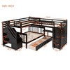 Grungis Twin Over Full L-Shaped Loft Bed with 3 Drawers and Portable Desk,Bunk Bed with Ladder and Wardrobe,Loft and Bunk Bed for Bedroom - 3 of 4