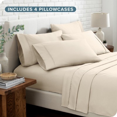 Split King Sand Microfiber Deep Pocket Sheet Set