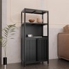 Dolonm 52 in. Black Bamboo Storage Cabinet with 2 Doors Multi-Purpose Floor Organizer for Bathroom & Living Room - 2 of 4