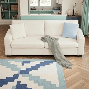 GustoWave 83"W Modern 3-Seater Sofa with Deep Seat, Soft Fabric Living Room Sofa with Wide Armrest, Removable Washable Cushion Cover - 1 of 4