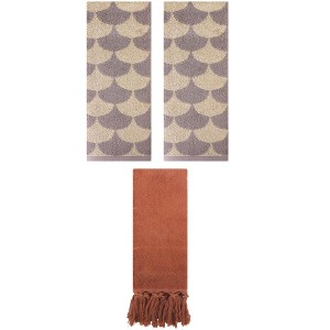 REGALWOVEN 3 Packs Cotton Geometric and Solid Absorbent Soft Hand Towel for Bathroom Kitchen - 1 of 4