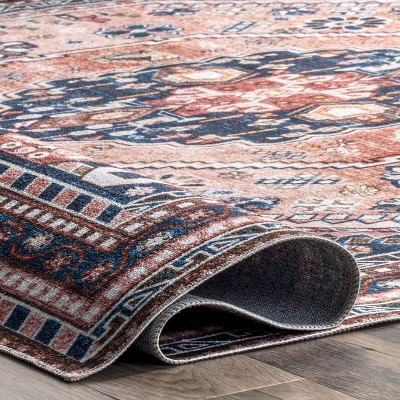 Eco-Friendly Bohemian Medallion 4' x 6' Blue Synthetic Rug