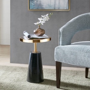 VYNXARIA Round Accent Table with Brushed Gold Top - 1 of 4