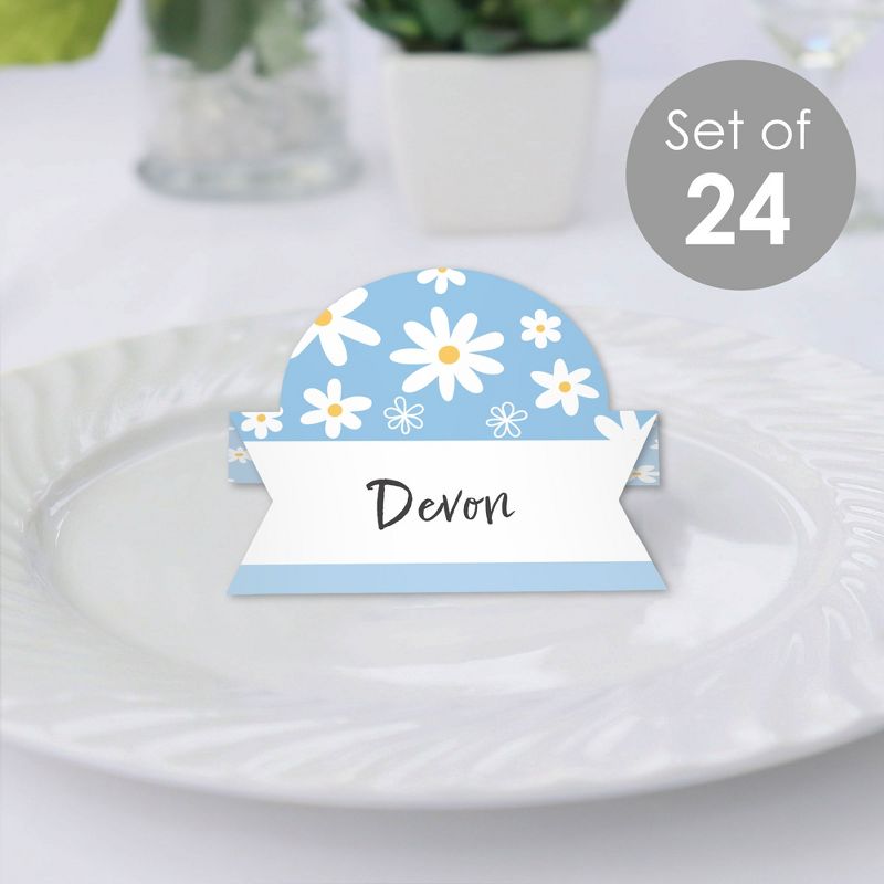Big Dot of Happiness Blue Daisy Flowers - Floral Party Tent Buffet Card - Table Setting Name Place Cards - Set of 24, 3 of 11