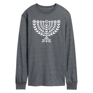 Men's - Instant Message - Floral Menorah Long Sleeve Graphic T-Shirt - 1 of 4
