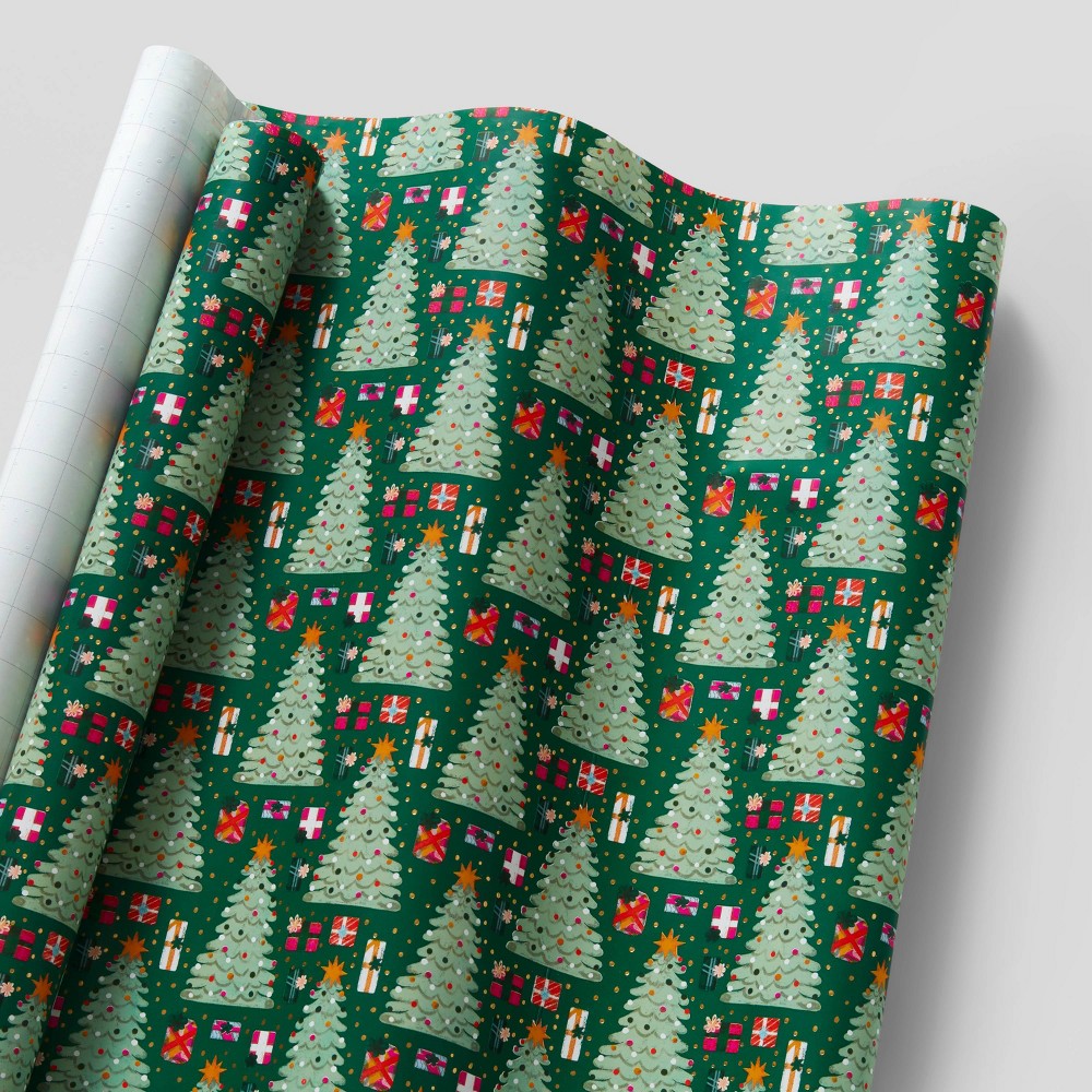 Loveis Wise 25 sq ft Trees Gift Wrap Green - Wondershop