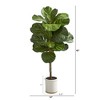 Nearly Natural 3.5-ft Fiddle Leaf Artificial Tree in White Ceramic Planter - 2 of 3