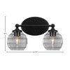 Toltec Lighting Capri 2 - Light Vanity in  Matte Black with 6" Clear Ribbed Shade - 2 of 2