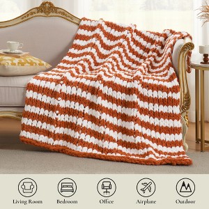 Handmade Chenille Throw Blanket , Chunky Knit Cable Knitted Crochet Blanket-Amelie Home - 1 of 4