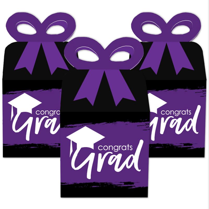 Big Dot of Happiness Purple Grad - Best is Yet to Come - Square Favor Gift Boxes -  Purple Graduation Party Bow Boxes - Set of 12, 2 of 8