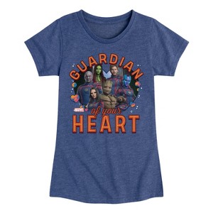 Girls' - Marvel - Guardian Of Your Heart Valentine Fitted Short Sleeve Graphic T-Shirt - 1 of 4