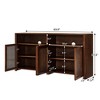 Lyngins Rattan Sideboard Buffet Cabinets with Doors,2 Outlet Holes,Coffee Bar Cabinets,Credenzas for Kitchen,Entryway - 3 of 4