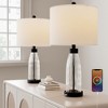 Maxax  Clear Glass Table Lamp with USB Charging,Ribbed Glass Desk Lamp for Bedroom, Living Room - 2 of 4