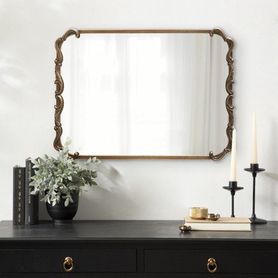 Brazelton Ornate Gold Rectangular Wall Mirror, 20x27