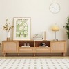 78.8" Modern Farmhouse Rattan TV Stand for 85 Inch TV with Storage Cabinets and Open Shelves for Living Room-Baofuwish - 2 of 4