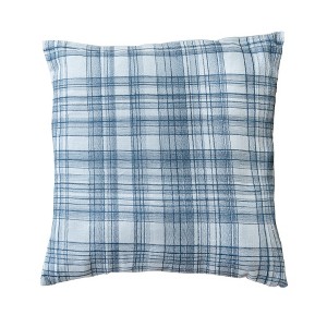 20" White and Black Check Cotton Blend Throw Pillow With Embroidery - 1 of 4