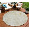 Khaki Beige And Tan Floral Washable Indoor Outdoor Area Rug - 2 of 4