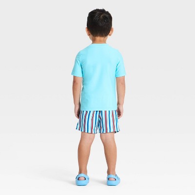 Детские купальники Cat & Jack Toddler Boys' Long Sleeve Rash Guard and Trunk Set - Cat & Jack™ Light Blue 3T — фото 2