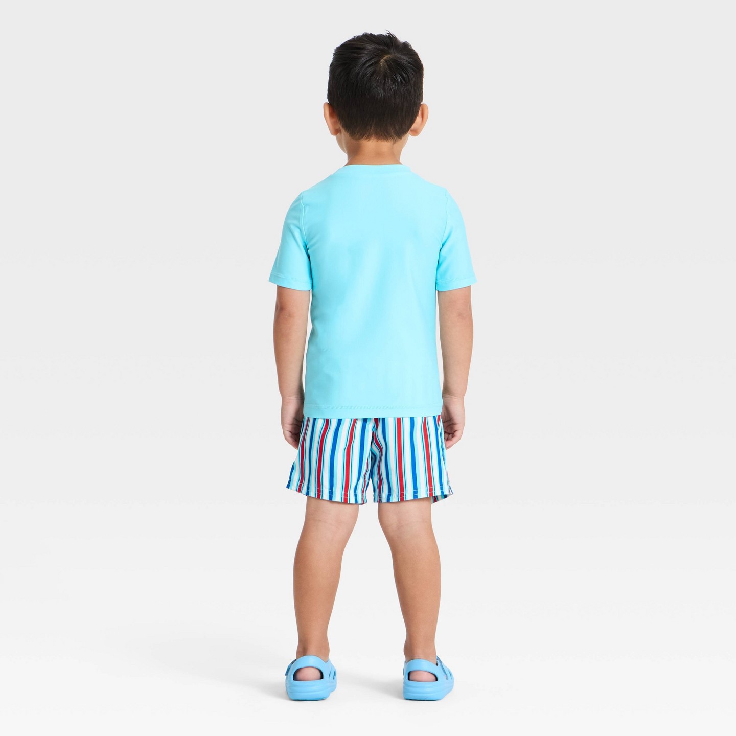 Детские купальники Cat & Jack Toddler Boys' Long Sleeve Rash Guard and Trunk Set, цвет: Светлый синий — фото 2