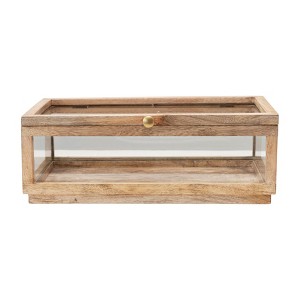 Storied Home Mango Wood and Glass Display Box with Lid, Clear - 1 of 4