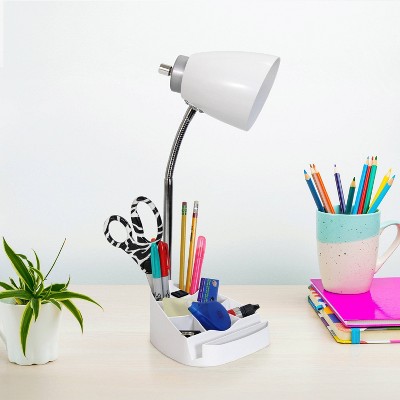 Creekwood Home Sleek Essentials 18.5" Flexible Desk Lamp with Charging Outlet and Storage