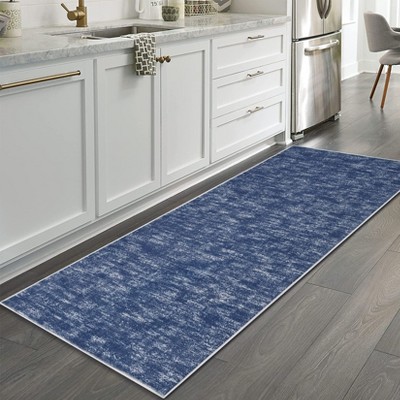 Solid Modern Washable Low Pile Area Rug with Rubber Backing