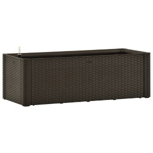 vidaXL Raised Garden Bed Flower Bed with Self Watering System Rattan Look - Mocha 39.4" x 16.9" x 13" - 1 of 4