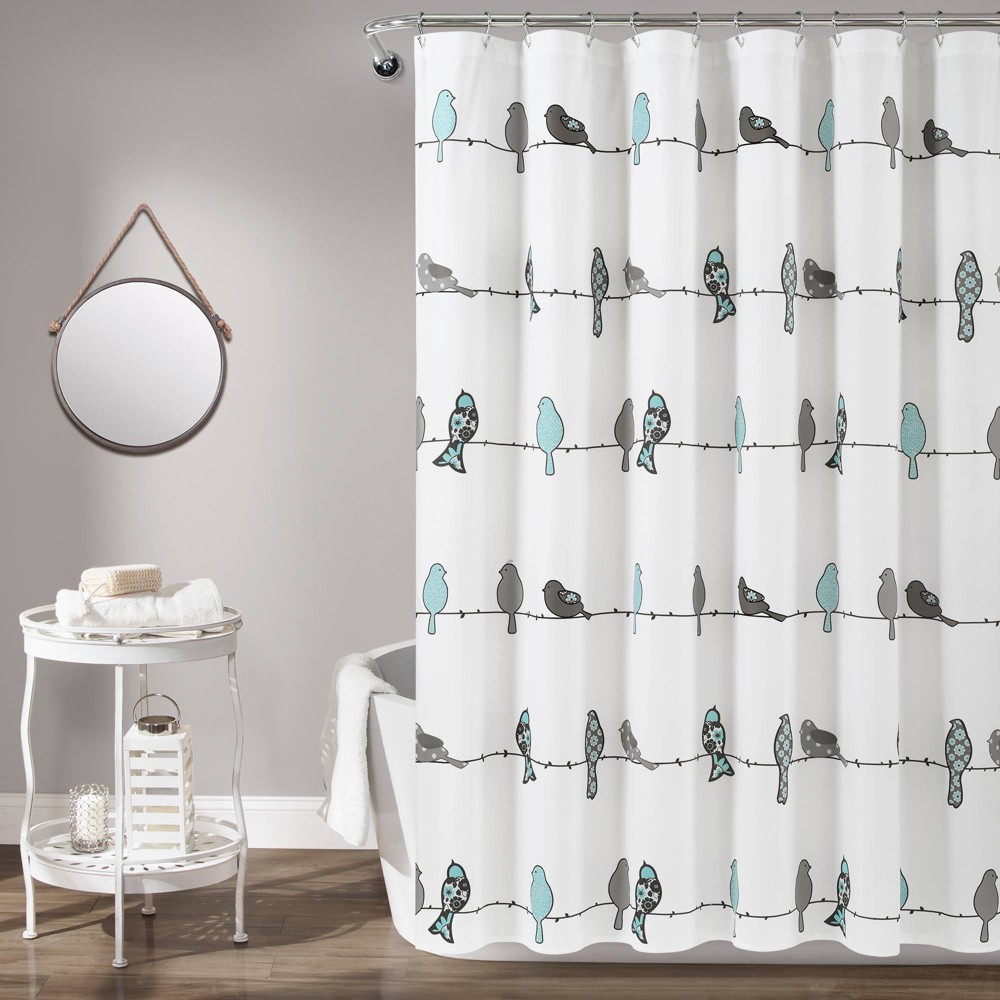 Photos - Shower Curtain Rowley Birds  Blue/Gray - Lush Décor