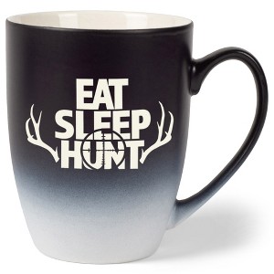 Elanze Designs Eat Sleep Hunt Two Toned Ombre Matte Green and Black 12 ounce Ceramic Stoneware Coffee Cup Mug - 1 of 4