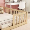 CAVINAS Double Twin Toddler Floor Bed with Fence,Built-In Double Bed Frame with Safety Guardrails for Girls & Boys,No Box Spring Needed,Natural - 4 of 4