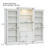 3-Piece Retro Bookcase and Display Cabinet Set with Tempered Glass Shelves, Vintage Storage Cabinets for Living Room-Maison Boucle - 4 of 4