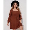 Clearlove Elegant Square Neck Sweater Dress for Women - Plus Size Ribbed Knit Tunic with Long Sleeves - 3 of 4