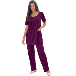 Roaman's Plus Size Two Pocket Soft Knit Tunic Top - 1 of 4