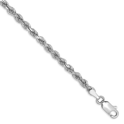 Black Bow Jewelry 3.75mm 14K White Gold Diamond Cut Solid Rope Chain Necklace